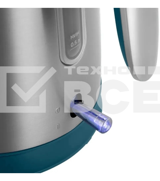 Чайник электрический Kitfort КТ-8725 1.7 л, 2200 Вт, нержавеющая сталь/бирюзовый корпус: нерж.сталь/пластик