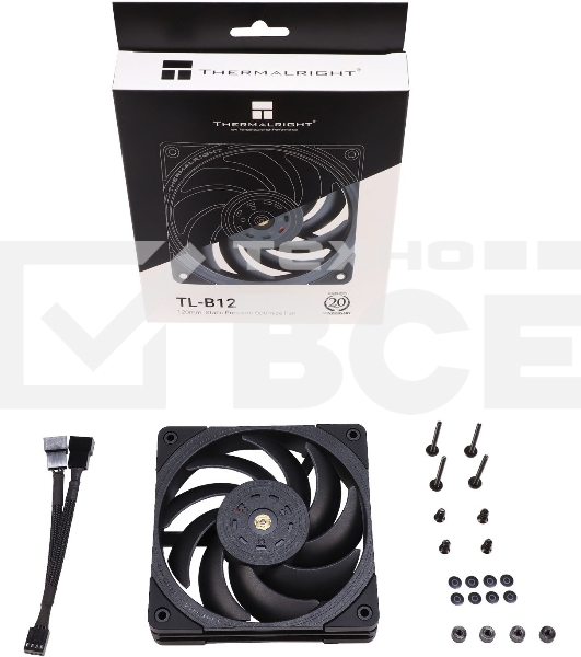 Вентилятор для корпуса Thermalright TL-B12 черный, 120 мм, 2150 об/мин, 28.1 дБ, 4 pin