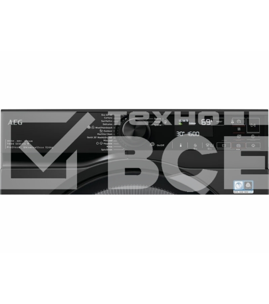 Стирально-сушильная машина AEG LWR73166OE черный, загрузка фронтальная 10 кг, 1600 об/мин., класс: А