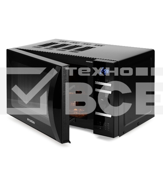 Микроволновая печь Hyundai HYM-D3031 черный, 20 л, 700 Вт, переключатели - поворотный механизм/кнопки
