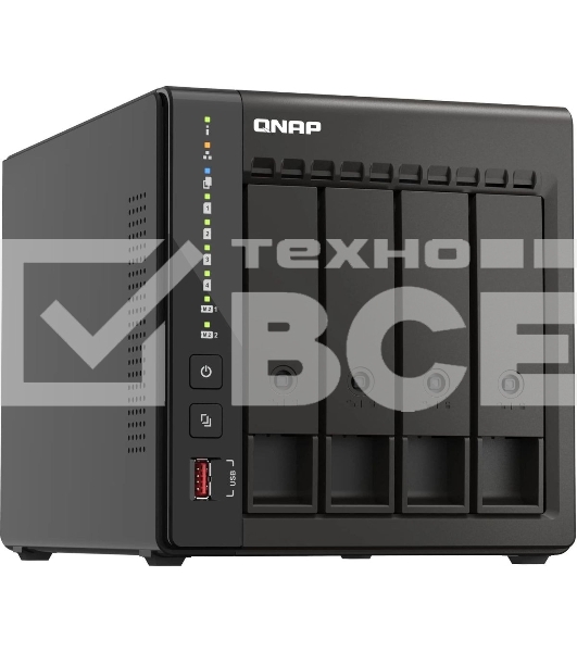 Сетевое хранилище SMB QNAP TS-453E-8G NAS, 4-tray w/o HDD. 2xHDMI-port. 4-core Celeron J6412 2-2.6 GHz, 8Gb DDR, 2x2.5Gb LAN, 2 x M.2 2280 PCIe Gen 3 x2, 2x USB 3.2 Gen 2 (10Gbps) Port, 2x USB 2.0 port