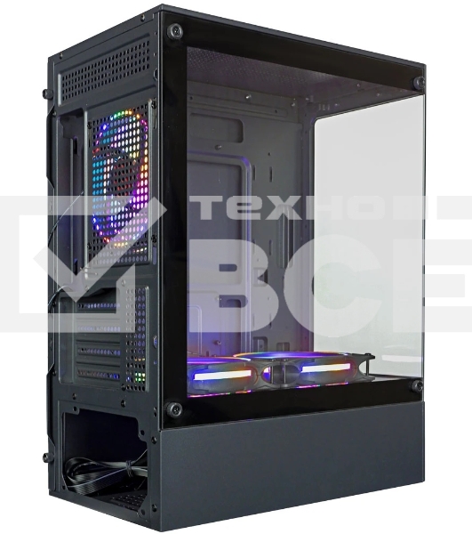 Компьютерный корпус Ginzzu CL475 mATX FAN 3*12LC4 передняя панель Стекло