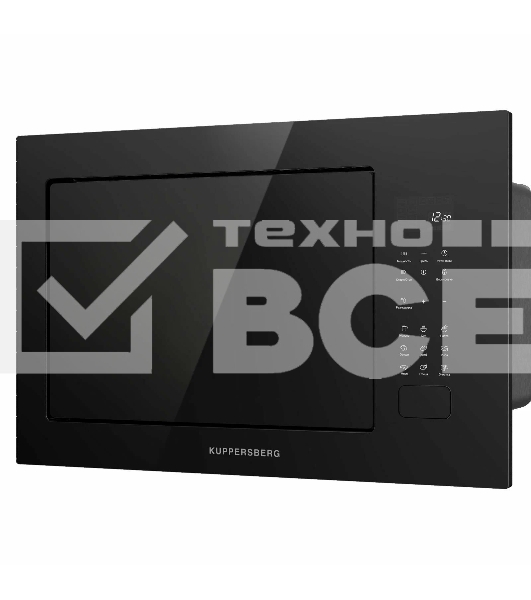 Микроволновая печь встраиваемая Kuppersberg HMF 627 B, High-Tech, 25 л, мощность 900 Вт (мощность гриля 1200 Вт), кварцевый гриль, 5 уровней мощности, 8 автоматических программ, размораживание, сенсорное управление, дисплей, черный