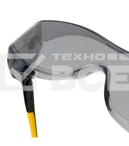 Очки защитные Denzel открытые, поликарбонатные, увеличенная дымчатая линза, регулируемые дужки