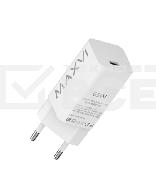 Сетевое зарядное устройство Maxvi A481GN mini 65W, USB-C, белый
