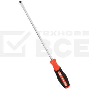 Отвертка шлицевая DELI DL3451 SL8x200мм сталь S2, матовый стержень, двухкомпонентная прорезиненная рукоять