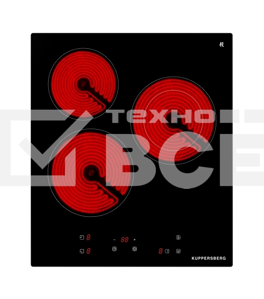 Варочная поверхность Kuppersberg, Hi-Light, High-Tech, 45 см, сенсорное управление, прямые края, таймер, автоматическое отключение, индикация остаточного тепла, цвет черный