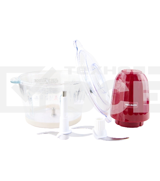 Измельчитель Willmark WMC-7088 (500Вт., стекл. чаша 2л., двойн. лезвия., рез. основание) пурпурный