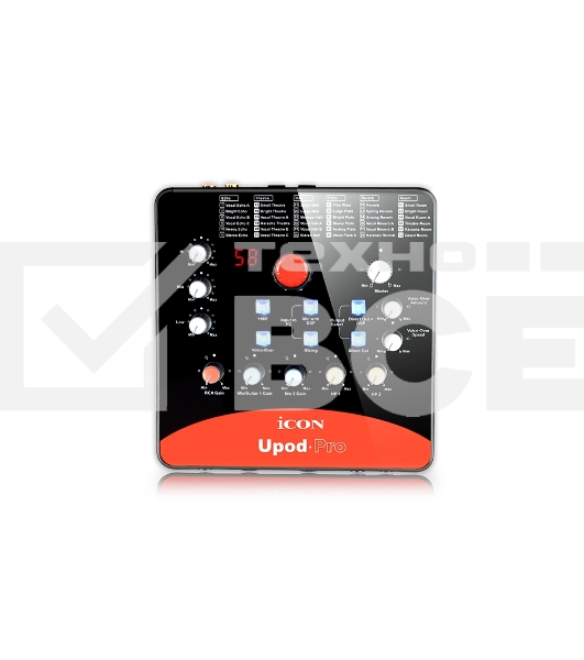 Аудиоинтерфейс USB Icon UPod Pro 72 DSP эффекта, АЦП/ЦАП: 16 бит/48 кГц, 22-20000 Гц, 90 дБ, S/N: -90 дБ, THD+N: 0,0061%, 2xCombo XLR/TRS, 1/4