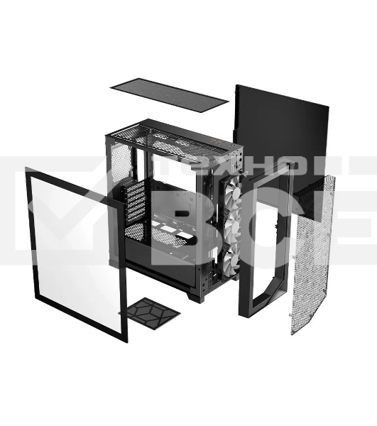 Корпус без блока питания PCCooler C3D510 BK, Mesh Mid Tower, черный, TG, 0.7 SPCC, no fans E-ATX, ATX, mATX, mITX 170/390/205mm 2x2.5