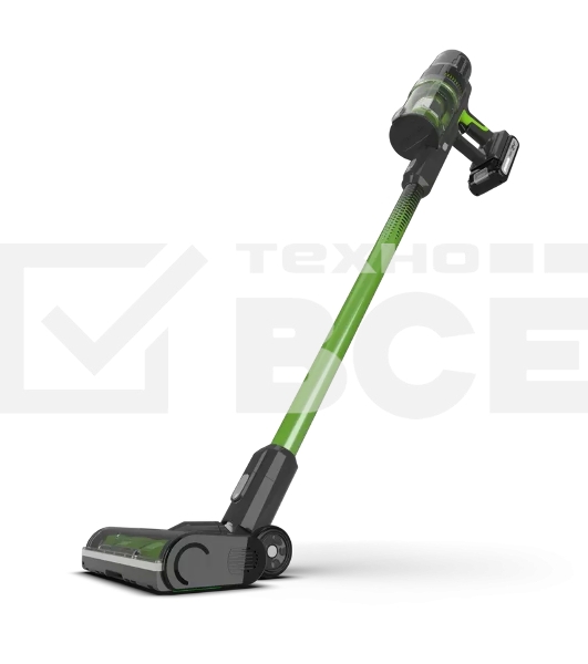Пылесос вертикальный GREENWORKS GD24SV2 салатовый/черный, питание от аккумулятора, 160 Вт, уборка сухая, пылесборник 0.5 л (работа от АКБ max 45 мин)