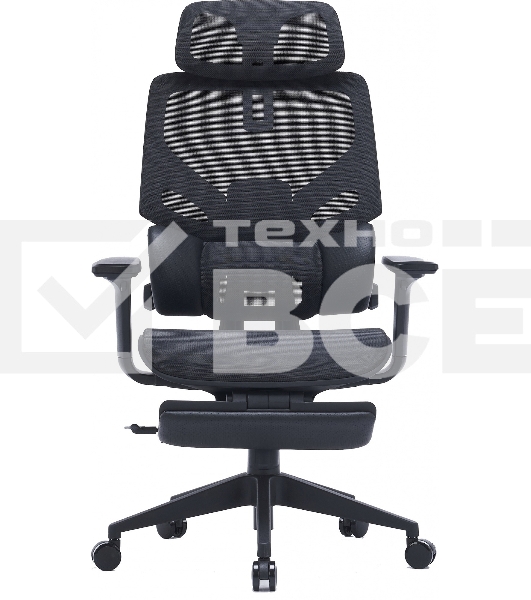 Кресло компьютерное Cactus CS-CHR-MC01-BK черный, сетка, эко.кожа, с подголов. крестов. пластик
