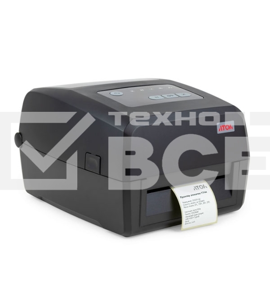 Принтер этикеток термотрансферный Атол TT44 (60110) 203 dpi, 203 мм/сек, USB, RS-232 (COM порт, Serial), Ethernet, чёрный