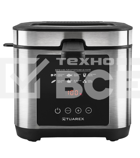 Фритюрница электрическая Tuarex AG-3501 черный/стальной, мощность 2000 Вт, сенсорное управление, объем масла 2,5 л, регулир. темп,  4 шт/уп.