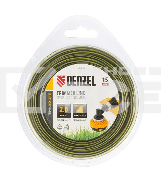 Леска для триммера Denzel двухкомпонентная квадратная, 2,0 мм х 15 м, блистер SkyCutter