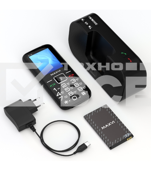Телефон Maxvi RT-04 black + док-станция