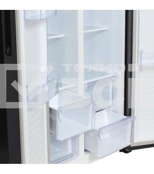 Холодильник Hyundai CS4505F черная сталь двухкамерный Side by Side 271/165л морозилка сбоку