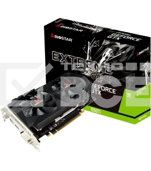 Видеокарта Biostar PCI-E GTX1050Ti-4GB NVIDIA GeForce GTX 1050TI 4Gb 128bit GDDR5 1291/7008 DVIx1 HDMIx1 DPx1 HDCP Ret