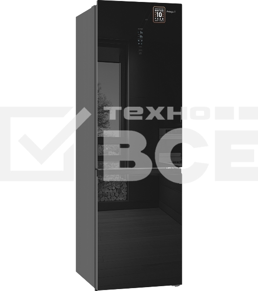 Холодильник Weissgauff WRK 2000 Total NoFrost Inverter черный стекло двухкамерный 240/95л морозилка снизу