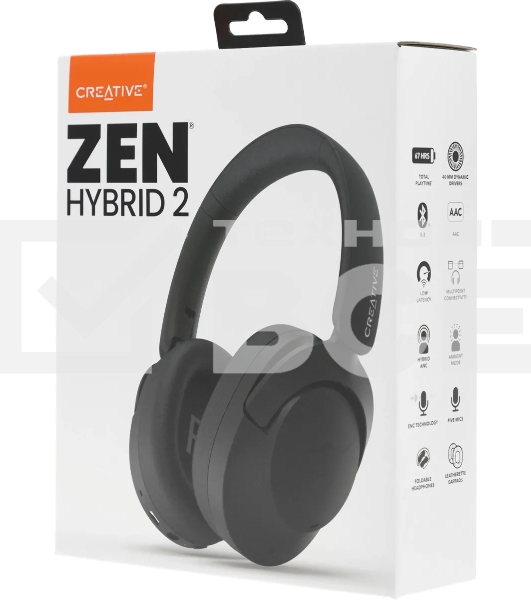 Гарнитура мониторные Creative Zen Hybrid 2 черный 1.2м  беспроводные bluetooth оголовье