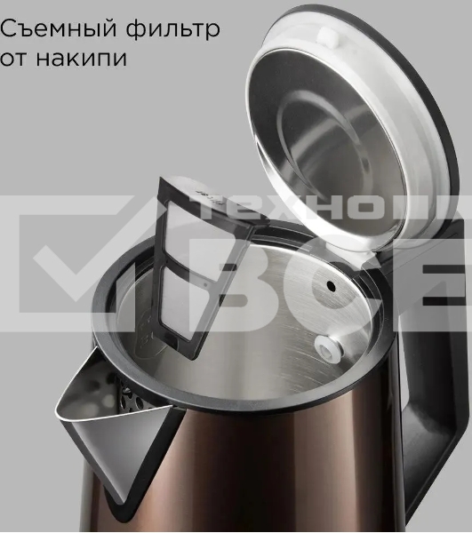 Чайник электрический Redmond KM244 1.7 л, 2200 Вт, коричневый