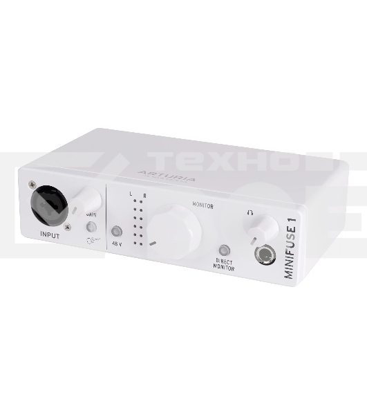 Аудиоинтерфейс USB Arturia MiniFuse 1 White [800111] 24бит/192кГц, комбинированный разъем XLR и 6.3 мм для записи инструментов и вокала с фантомным питанием 48 В, выходы на монитор (L/R Jack), выход для наушников