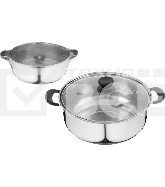 Кастрюля Promo, объем 2,9 л, из нержавеющей стали с крышкой из жаропрочного стекла 104615