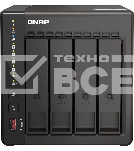 Сетевое хранилище SMB QNAP TS-453E-8G NAS, 4-tray w/o HDD. 2xHDMI-port. 4-core Celeron J6412 2-2.6 GHz, 8Gb DDR, 2x2.5Gb LAN, 2 x M.2 2280 PCIe Gen 3 x2, 2x USB 3.2 Gen 2 (10Gbps) Port, 2x USB 2.0 port