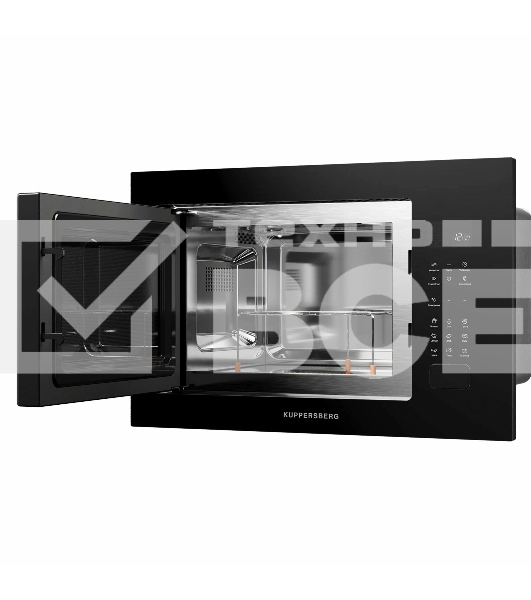 Микроволновая печь встраиваемая Kuppersberg HMF 627 B, High-Tech, 25 л, мощность 900 Вт (мощность гриля 1200 Вт), кварцевый гриль, 5 уровней мощности, 8 автоматических программ, размораживание, сенсорное управление, дисплей, черный