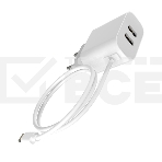 Сетевое зарядное устройство Maxvi CHL-242L 2хUSB 2.4A + литой кабель Lightning 1.2м, белый, фото4