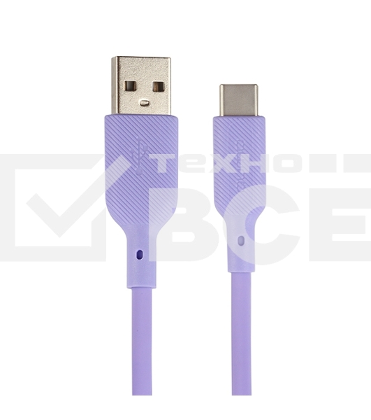 Кабель QUMO 32961 USB-A на Type-C, силиконовый, 1м, 3A, 18W (фиолетовый)