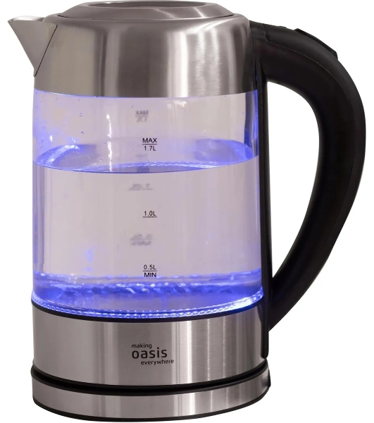 Чайник электрический Oasis K-7GS стальной+черный 1,7л. 2200Вт