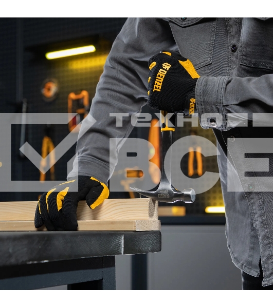 Молоток-гвоздодер Denzel 350 г, цельнометаллический, двухкомпонентная рукоятка