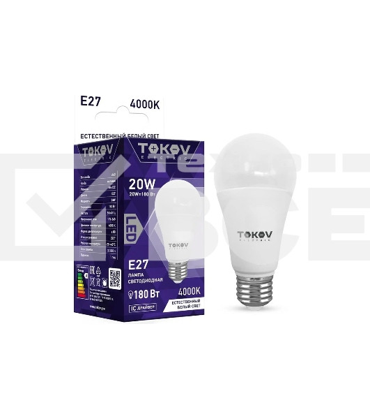 Лампа светодиодная TOKOV ELECTRIC 20Вт А60 4000К Е27 176-264В