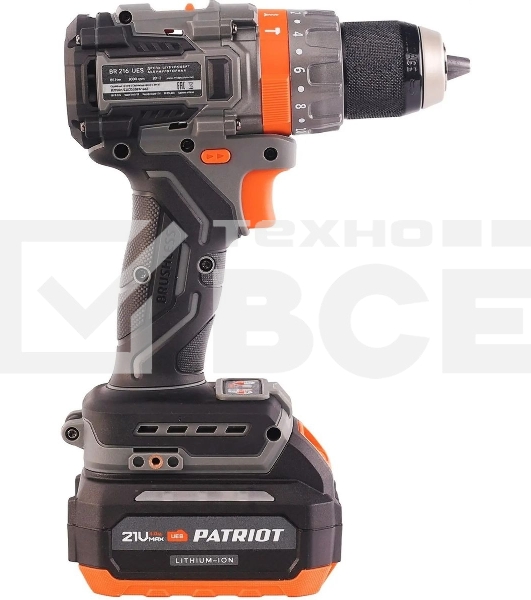 Дрель-шуруповерт Patriot BR 216UES, 21 В, 2 Ач, 85 Нм, бесщеточный