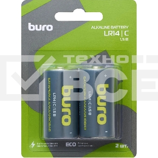 Батарея Buro Alkaline LR14 C 7500mAh (2шт) блистер, 1.5 В