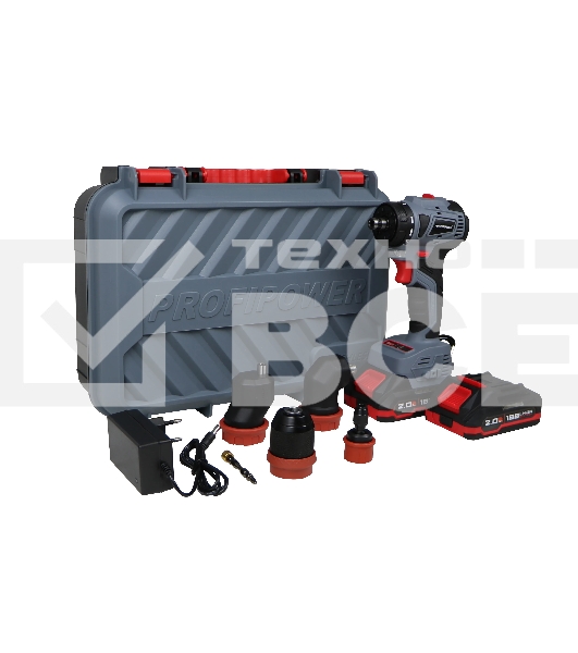Дрель-шуруповерт аккумуляторная бесщеточная со съемным патроном ProfiPower MKBL-18BM (18В, 45Нм, Li-ion-2шт, 2.0А·ч, 0,8-10мм, бита, З/У,в кейсе)