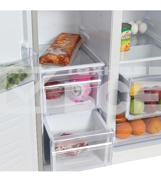 Холодильник Hyundai CS4505F черная сталь двухкамерный Side by Side 271/165л морозилка сбоку