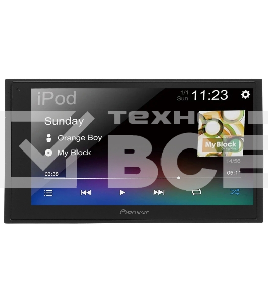 Автомагнитола Pioneer DMH-A345BT, 2 DIN, 6.8', Bluetooth, USB Type-A, AUX, пульт ДУ
