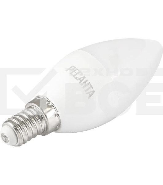 Лампа светодиодная Ресанта LL-R-C37-6W-230-3K-E14 свеча, 6 Вт, теплый, Е14