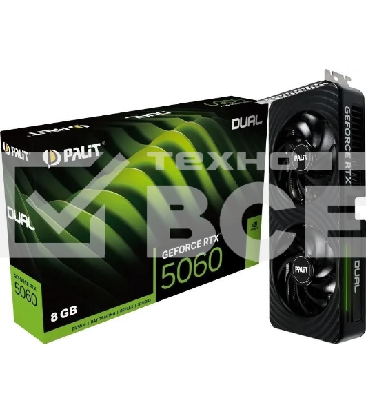 Видеокарта Palit RTX5060 DUAL NV RTX5060 8Gb 128bit GDDR7 2280/28000/HDMIx1/DPx3/HDCP Ret NE75060019P1-GB2063D PCI-E 5.0