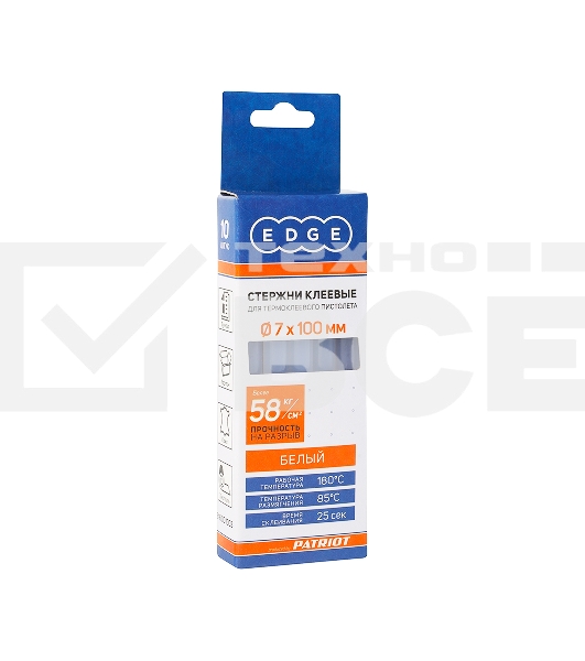 Стержни клеевые EDGE by PATRIOT 7*100мм белые, упаковка 10шт