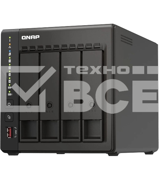 Сетевое хранилище SMB QNAP TS-453E-8G NAS, 4-tray w/o HDD. 2xHDMI-port. 4-core Celeron J6412 2-2.6 GHz, 8Gb DDR, 2x2.5Gb LAN, 2 x M.2 2280 PCIe Gen 3 x2, 2x USB 3.2 Gen 2 (10Gbps) Port, 2x USB 2.0 port