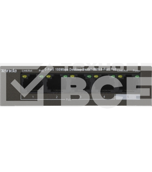 Коммутатор Tenda TEF1105P-4-38W 5PORT 10/100M