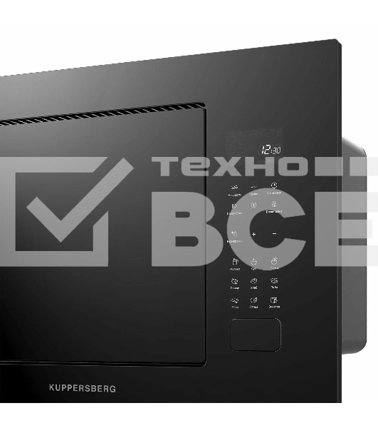 Микроволновая печь встраиваемая Kuppersberg HMF 627 B, High-Tech, 25 л, мощность 900 Вт (мощность гриля 1200 Вт), кварцевый гриль, 5 уровней мощности, 8 автоматических программ, размораживание, сенсорное управление, дисплей, черный
