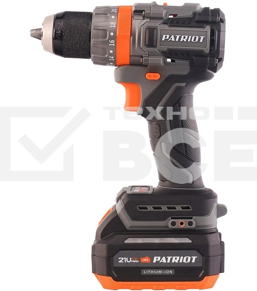 Дрель-шуруповерт Patriot BR 216UES, 21 В, 2 Ач, 85 Нм, бесщеточный