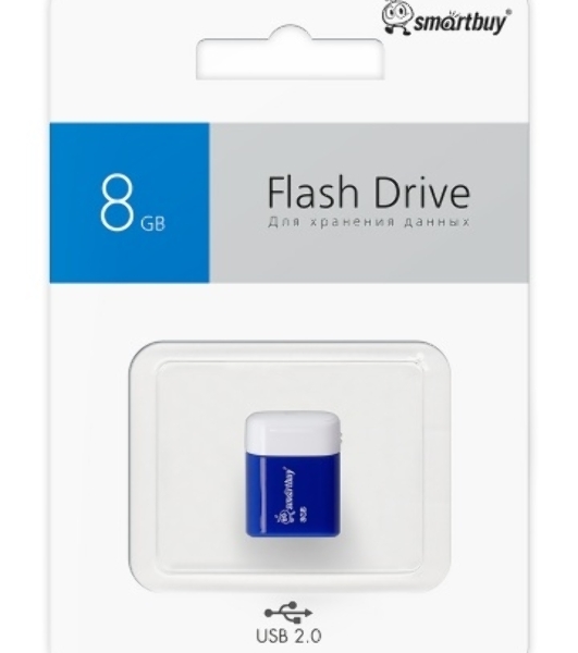 Флешка USB Smartbuy Lara Blue (SB8GBLara-B), 8Gb, USB 2.0, R/W 15/5, белый/синий