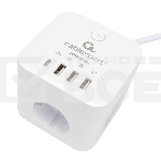 Сетевой фильтр Cablexpert Cube CUBE-3-CU3-W-1.5, 3р, 10А, 1xType-C PD, 3xUSB, 1.5м, ур.защиты 4+, белый, коробка, фото6