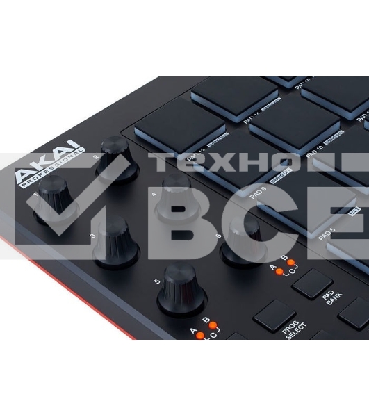 Контроллер MIDI AKAI MPD218 черный, 16 пэдов, 6 энкодеров, USB-B