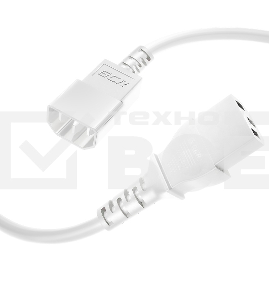 Кабель питания удлинитель GCR С13 - С14, 3*0,75mm, 0.5m, белый